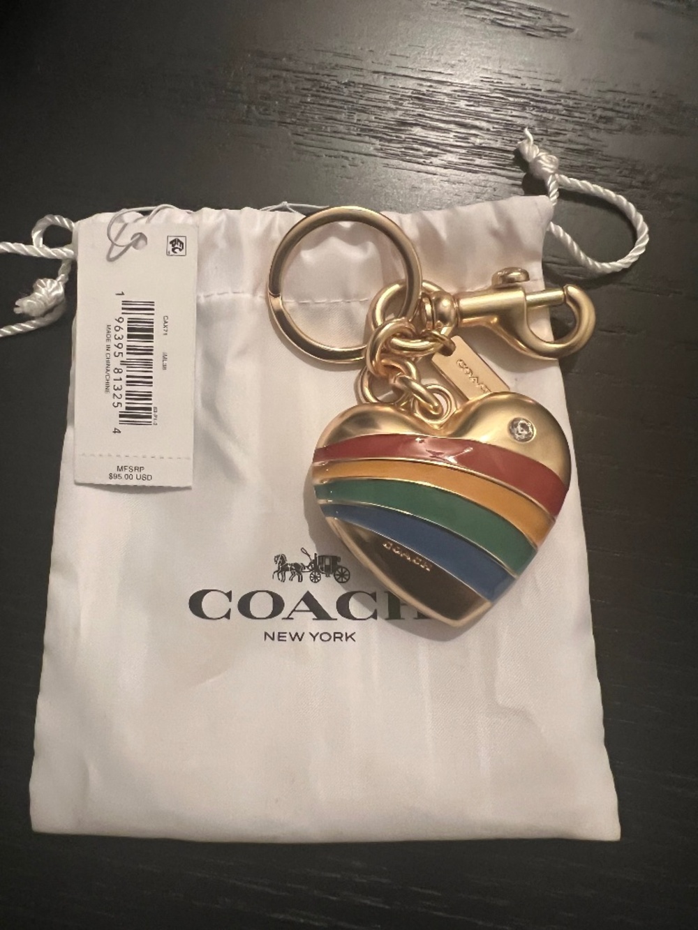 Coach Heart Keychain/Bag Charm (includes branded Coach dust bag) - Picture 5 of 7